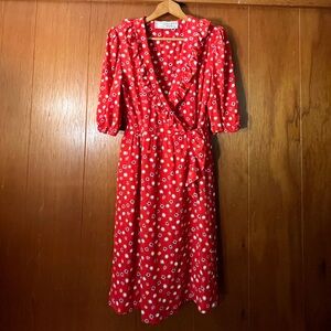 Vintage Nina Ricci Boutique Paris Red Ruffle Dress
